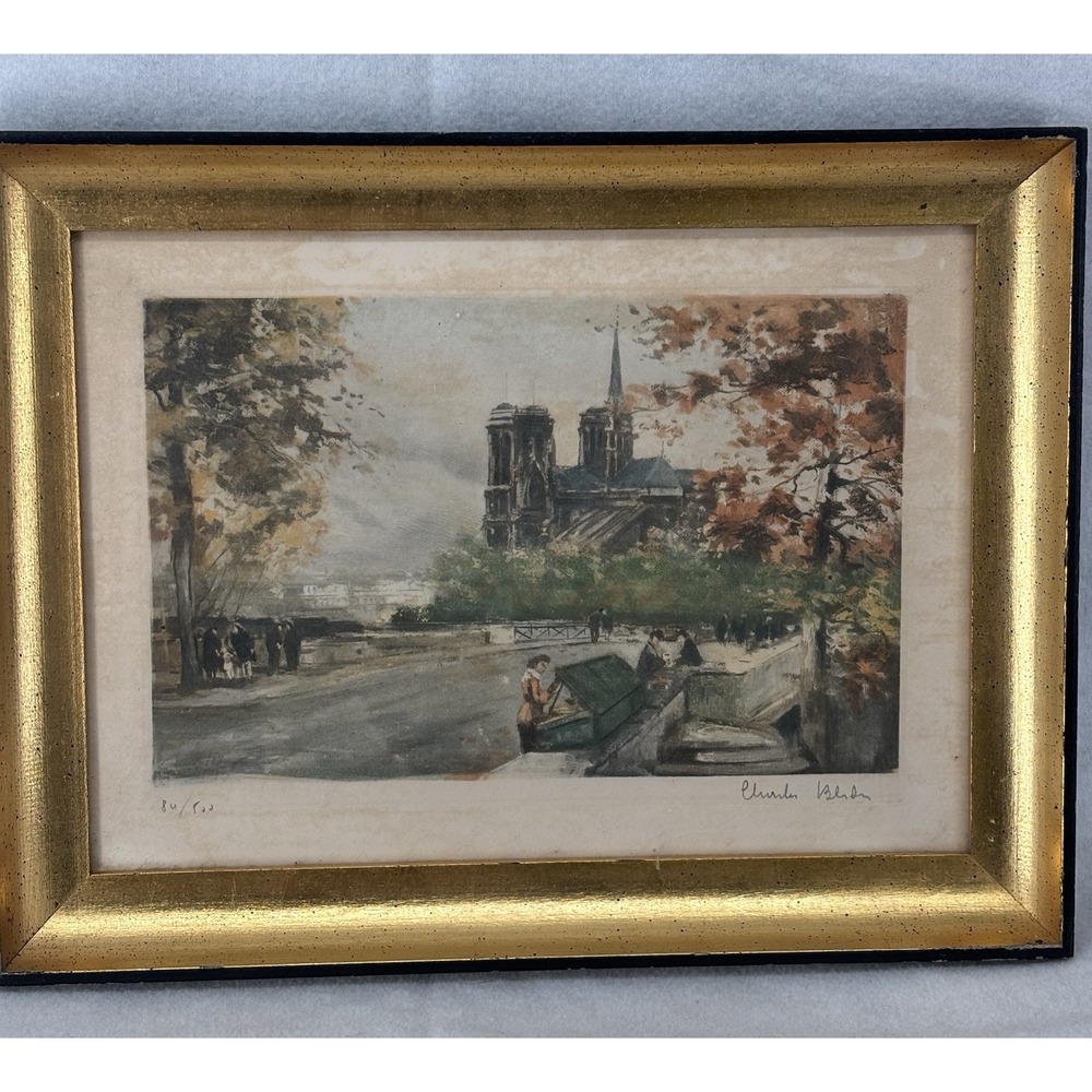 Charles Blondin Print Picture Framed Landscape Paris France Signed 84/500